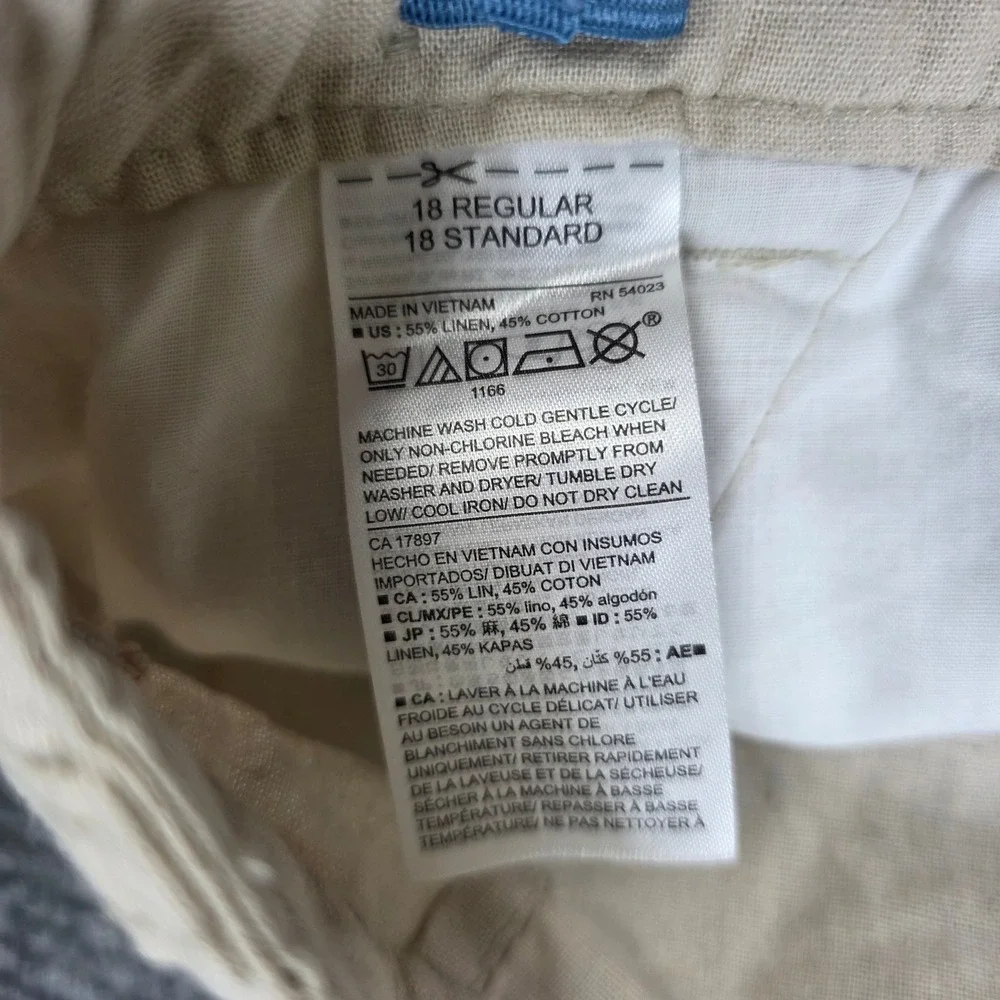 Old Navy Khaki Linen Cotton Blend Shorts Boy's‎ Size 18 Regular Tan Standard